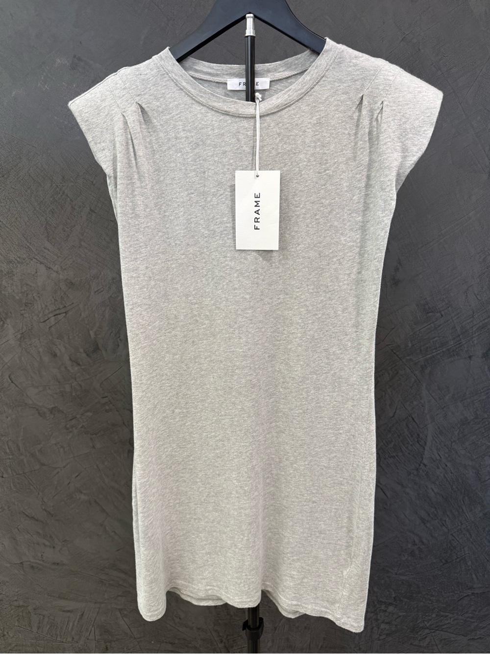 NWT Frame Light Grey Padded Shoulder Mini Dress